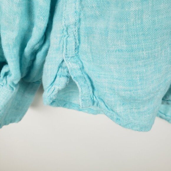 LL Bean Linen Button Up Shirt Long Sleeve Aqua 100% Linen Womens Size XL - Picture 6 of 9